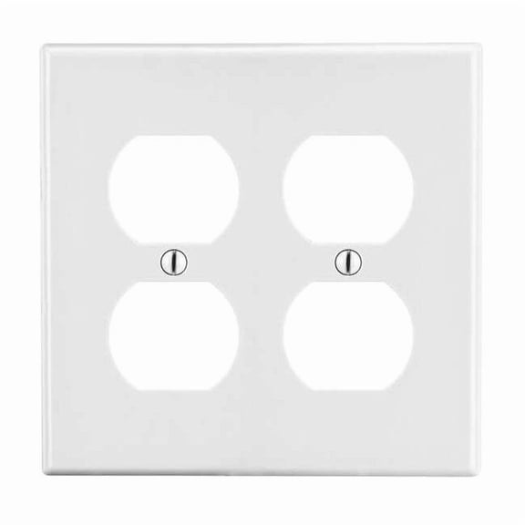 Hubbell Wiring Device-Kellems Dup Rcpt Wll Plt,Stnd;Wht,2Gng,Smth Stn P82W