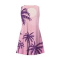 thumbnail image 5 of Huresd Tank Dress for Women 2024 A Line Flowy Mini Dress with Pocket V Neck Sleeveless Hawaiian Palm Tree Print Beach Dresses for Women Light pink M, 5 of 7