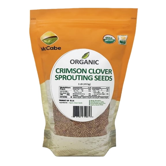 McCabe Organic Crimson Clover Sprouting Seeds - Crimson Clover Sprouting Seeds for Microgreens | Rich with Fiber & Minerals | USDA and CCOF Certified | Product of USA | 1Lbs