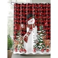 thumbnail image 2 of Red Plaid Snowman Christmas Small Stall Shower Curtain, Waterproof Shower Curtains for Bathroom, Xmas Tree Ball Snowflake Elk Washable Fabric Cloth Bath Curtain for Bathtub with Hooks 36x78 Inches, 2 of 6