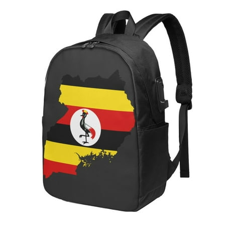 TEQUAN Travel Laptop Backpack, Uganda Geography Map Flag Prints Outdoor Hiking Bag School Bookbag Casual Lightweight Daypack