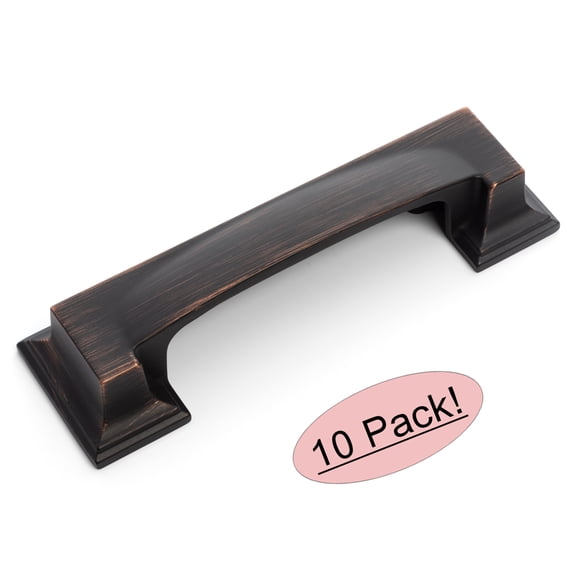 10 Pack - Cosmas 8103ORB Oil Rubbed Bronze Cabinet Hardware Cup Handle Pull - 3" Inch (76mm) & 3-3/4" Inch (96mm) Hole Centers