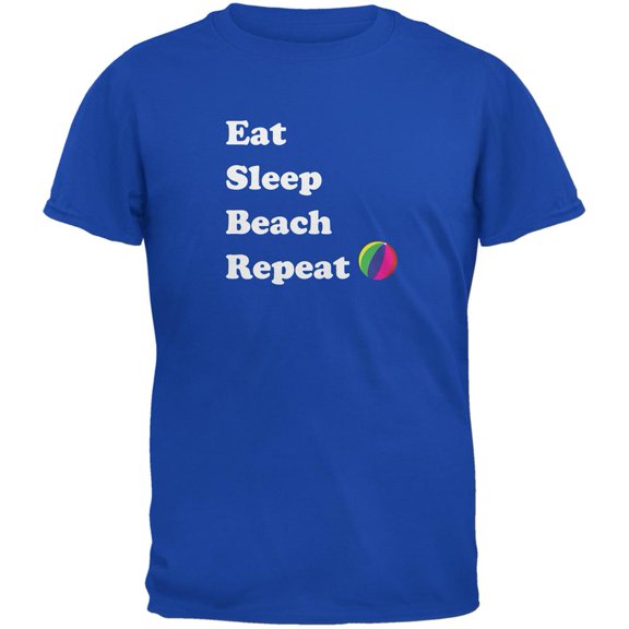 Eat Sleep Beach Repeat Royal Adult T-Shirt - Medium