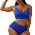 thumbnail image 2 of ylioge Womens Swimsuits Plus Size L-4XL Two Piece Bikini Sets Ladies Solid Tank Tops High Waisted Shorts Swimwear Bathing Suits, 2 of 5