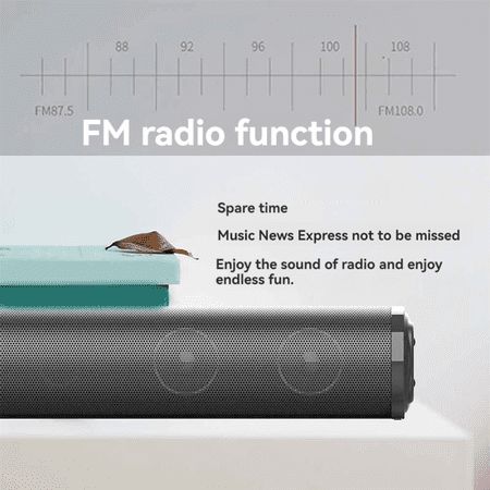 Wireless Bluetooth Sound Bar, Powerful Stereo Surround Sound, Subwoofer, FM Radio, Home Theater System for TV