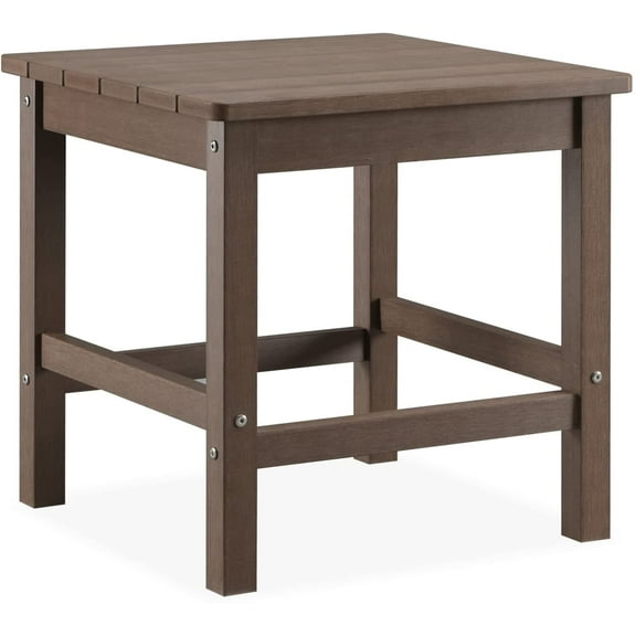 Psilvam Oversized Outdoor Side Table, 19.68" Poly Lumber Adirondack Side Table, Weather Resistant Patio Side Table for Poolside, Garden and Front Porch (Brown)