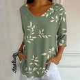 thumbnail image 6 of Naotn Summer Floral Printed Shirts for Women Fall Fashion Casual V Neck 3/4 Sleeve Tops Trendy Holiday Beach Blouses, 6 of 7
