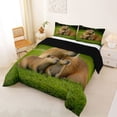 thumbnail image 2 of Erosebridal Cute Capybara Family Kid Full Size Comforter Sets, Green Brown Bedding Sets, 3-Piece, 2 of 6
