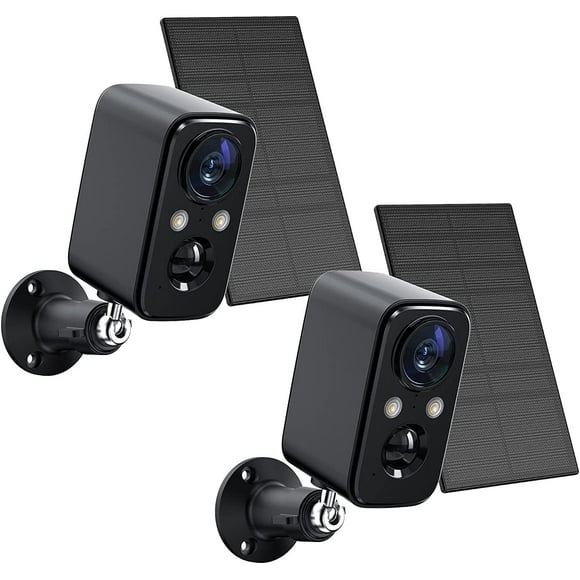 Security Camera Wireless Outdoor Solar - FOAOOD Camera- Black- Pack of 2