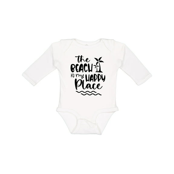 Inktastic Spring Break the Beach is My Happy Place Boys or Girls Long Sleeve Baby Bodysuit