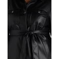 thumbnail image 6 of Time and Tru Women's and Women's Plus Faux Leather Cropped Belted Trench, Sizes XS-3X, 6 of 7