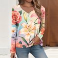 thumbnail image 2 of IMENGL Womens Long Sleeve Tops Basic Fashion Spring Summer d V Neck Loose Casual Long Sleeve Shirt for Women,M-XXXL, 2 of 7