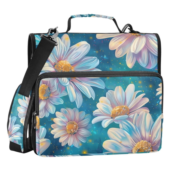 ALAZA Zipper Binder Summer Daisies Flowers 3 Ring Trapper Keeper File Folder Organizer Bag