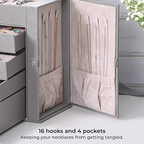 ANWBROAD Jewelry Box with Removable Drawers for Women Large Jewelry Organizer in Different Ways for All Your Jewelry Sturdy Jewelry Case UJJB003H