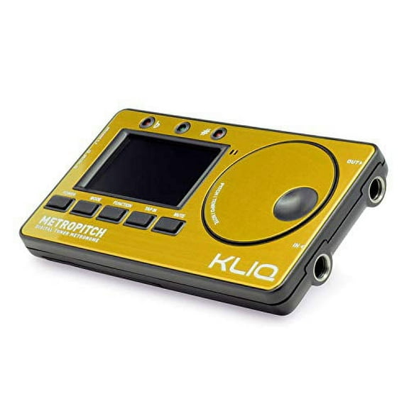 KLIQ MetroPitch - Metronome Tuner for All Instruments - with Guitar, Bass, Violin, Ukulele, and Chromatic Tuning Modes - Tone Generator - Carrying Pouch Included, Gold