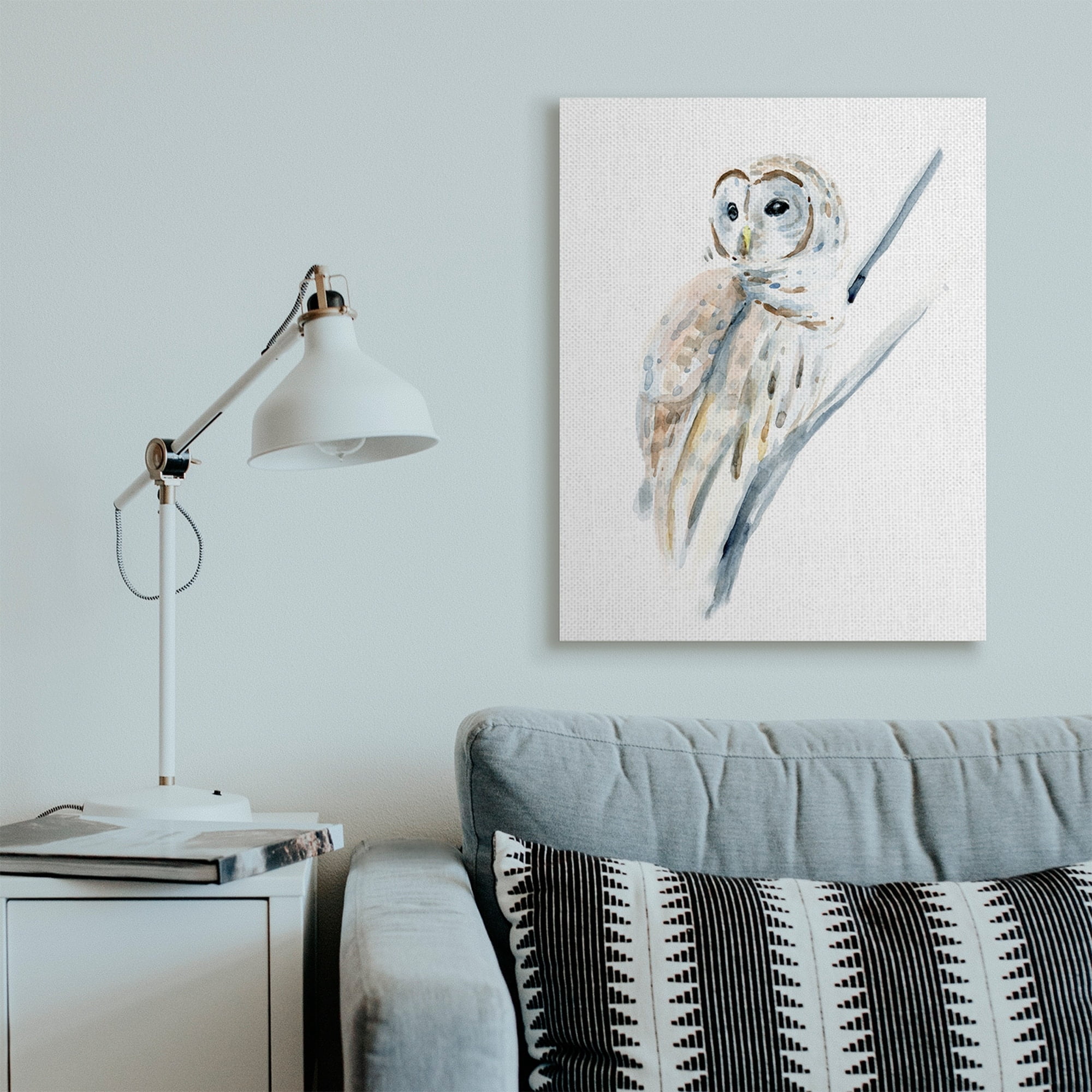 Stupell Soft Arctic Owl Perched on Minimal Branch Canvas Wall Art 30 x 40