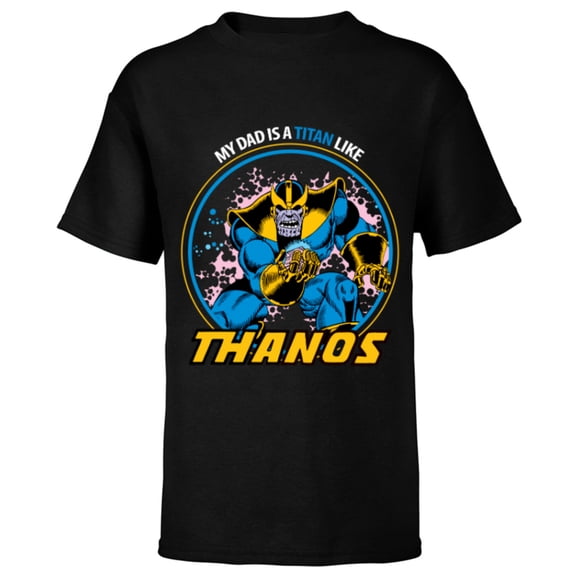 Marvel Father's Day My Dad is a Titan Like Thanos - Short Sleeve T-Shirt for Kids - Customized-Black
