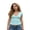 Blue, variant on Womens Summer T Shirt Short Sleeve Cross Front V Neck Solid Color Casual Slim Fit Tops