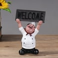 thumbnail image 4 of BKER Chef Statue Resin Italian Chef Kitchen Decoration With Welcome Board Decoration Chef Welcome Sign Suitable For Home Bars Restaurants Coffee Shops, 4 of 4