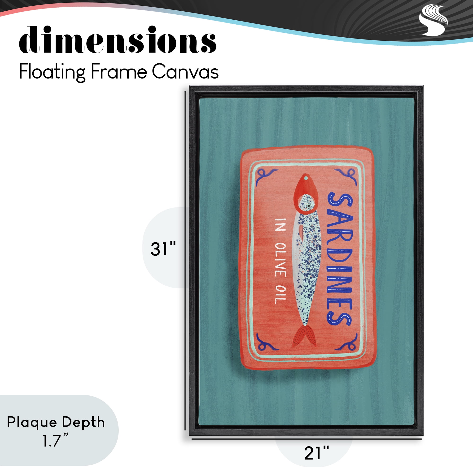 Stupell Industries Sardines Olive Oil Seafood Black Framed Floater Canvas Wall Art, design by Metka Hiti