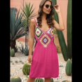 thumbnail image 4 of Vestidos de Verano para Mujer, Estilo Bohemio, Playeros, Sin Mangas, Vintage, Florales, Fluidos, con Tirantes. Rosa Roja Talla Única, 4 of 7