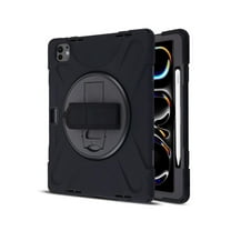 Heavy-Duty Rotatable Stand Case with Hand Strap & Pen Holder Compatiable with 2024 iPad Pro 13" – Shockproof Protector Cover, Black
