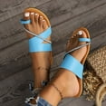 thumbnail image 5 of Sandals for Women 2025, Xunlbb Summer New Large Size One Line Set Toe Flat Rhinestones Large Size Outside To Wear Beach Sandals(Blue,Size:36), 5 of 9