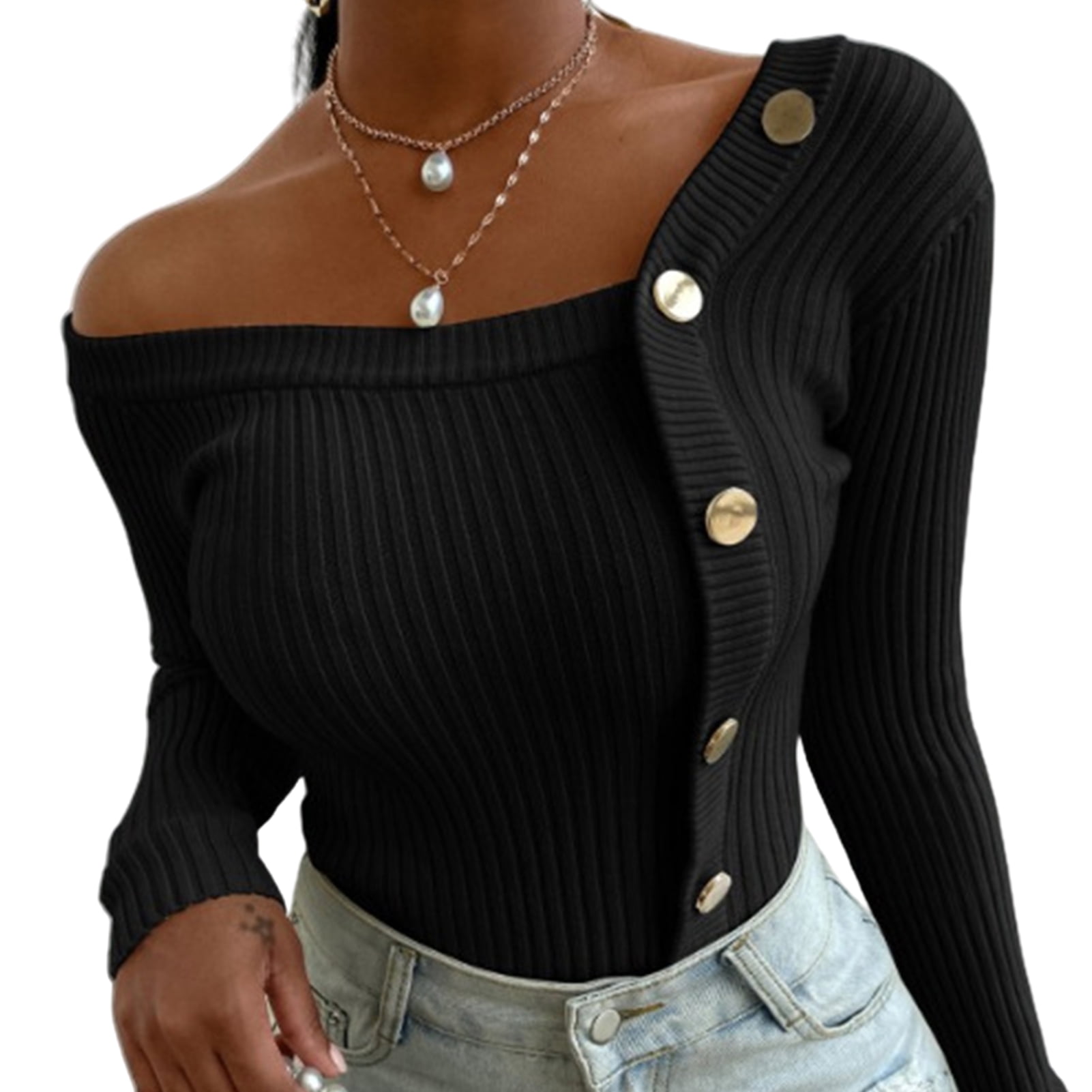 Sweater Buttons Shoulder