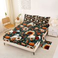thumbnail image 2 of Manfei Cute Sunflower Ghost Queen Sheets 4 Pieces, Halloween Autumn Pumpkin Flowers Queen Sheet Sets, Green Orange Yellow,1 Fitted Sheet, 1 Flat Sheet and 2 Pillowcases, 2 of 5