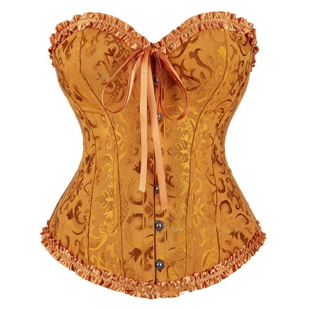 POIUYTR Corset Tops for Women  Overbust Bustier Shapewear   Lace Waist Trainer Push Up Bodysuit