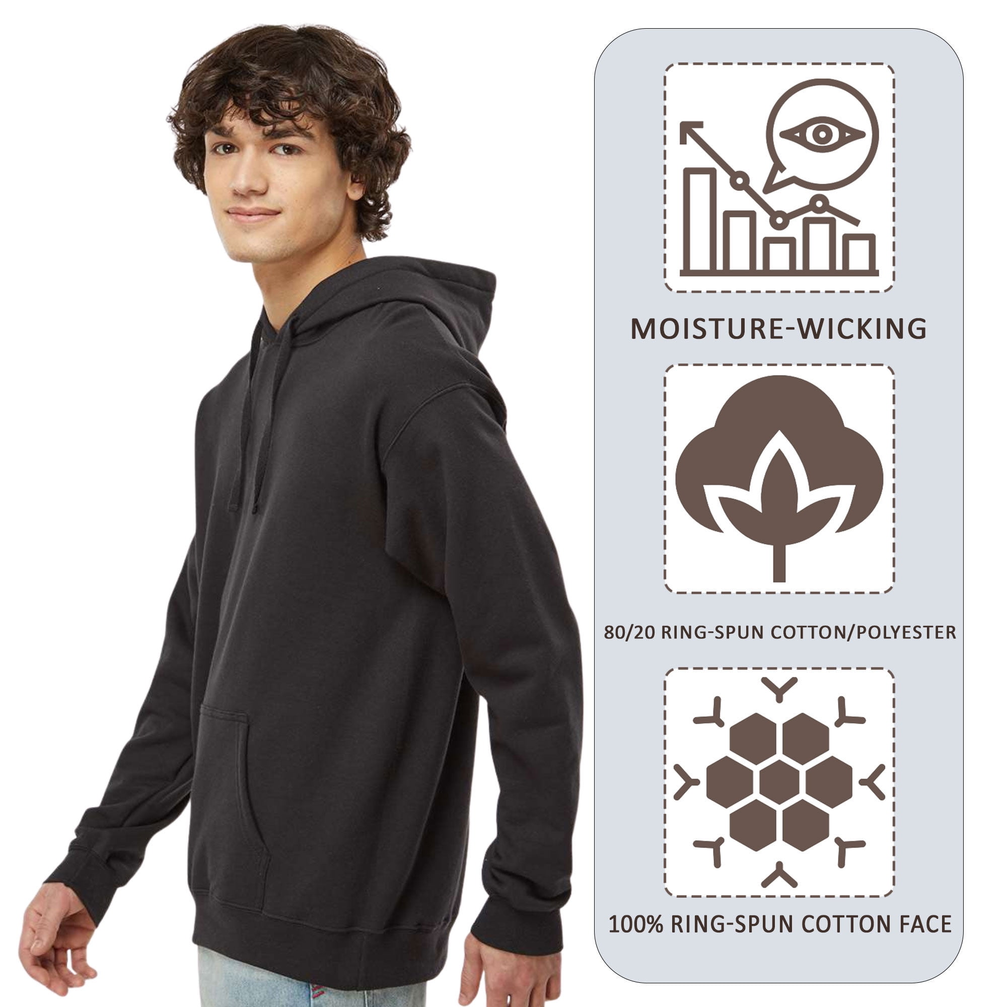 Hanes Men's Perfect Sweats Hooded Sweatshirt 80/20 Ring-Spun Cotton/Polyester Pullover Cozy Soft Winter Hoodie (Light-Steel, M)