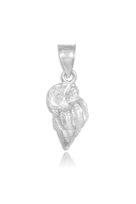 WHITE GOLD CONCH SHELL CHARM PENDANT NECKLACE : 14K Pendant with 16" chain