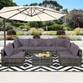 thumbnail image 3 of Gymax 7PCS PE Rotin Patio Sectionnel Canapé Conversation Ensemble W / Coussins Gris, 3 of 10