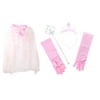 Pretend Play Dress Up Mozlly Pink Princess Twinkle Star Costume Cape and Mozlly Pink Royal Princess Marabou Tiara Wand and Gloves Set (4pc Set)