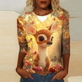 thumbnail image 2 of Festival Saving Christmas Shirts for Women Round Neck 3/4 Sleeve Fall Tees Reindeer Print Tops Tshirts Blouse Fall Fashion Must Haves My Items, 2 of 5