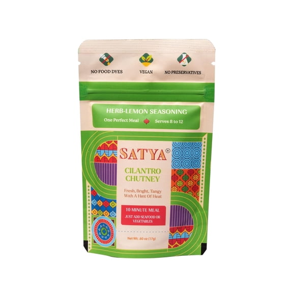 Satya Blends Indian Seasoning - Cilantro Chutney, Herby, Citrus, Vegan, Gluten Free, Farm to Spice, Low Soduim, Dye Free, Women Owned, Minority Owned