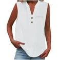thumbnail image 1 of Admvng Tank Tops for Women Solid Color V-Neck Button Sleeveless Pocket Pullover Tank Top S-2XL, 1 of 9