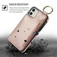 thumbnail image 6 of ELEHOLD Case for iPhone 12 Pro / 12 6.1", Magnetic Closure Kickstand Zipper Wallet Case with 3 Card Slots & Ring Holder,Shockproof RFID Blocking Phone Case,Rosegold, 6 of 8