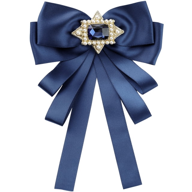 INSPIRE CHIC Broche de lazo para mujer con lazo de moño vintage de strass y cinta de color sólido
