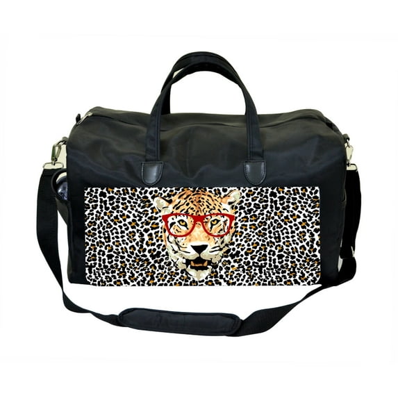 Hipster Tiger Design Large Black Duffel Style Diaper Baby Bag