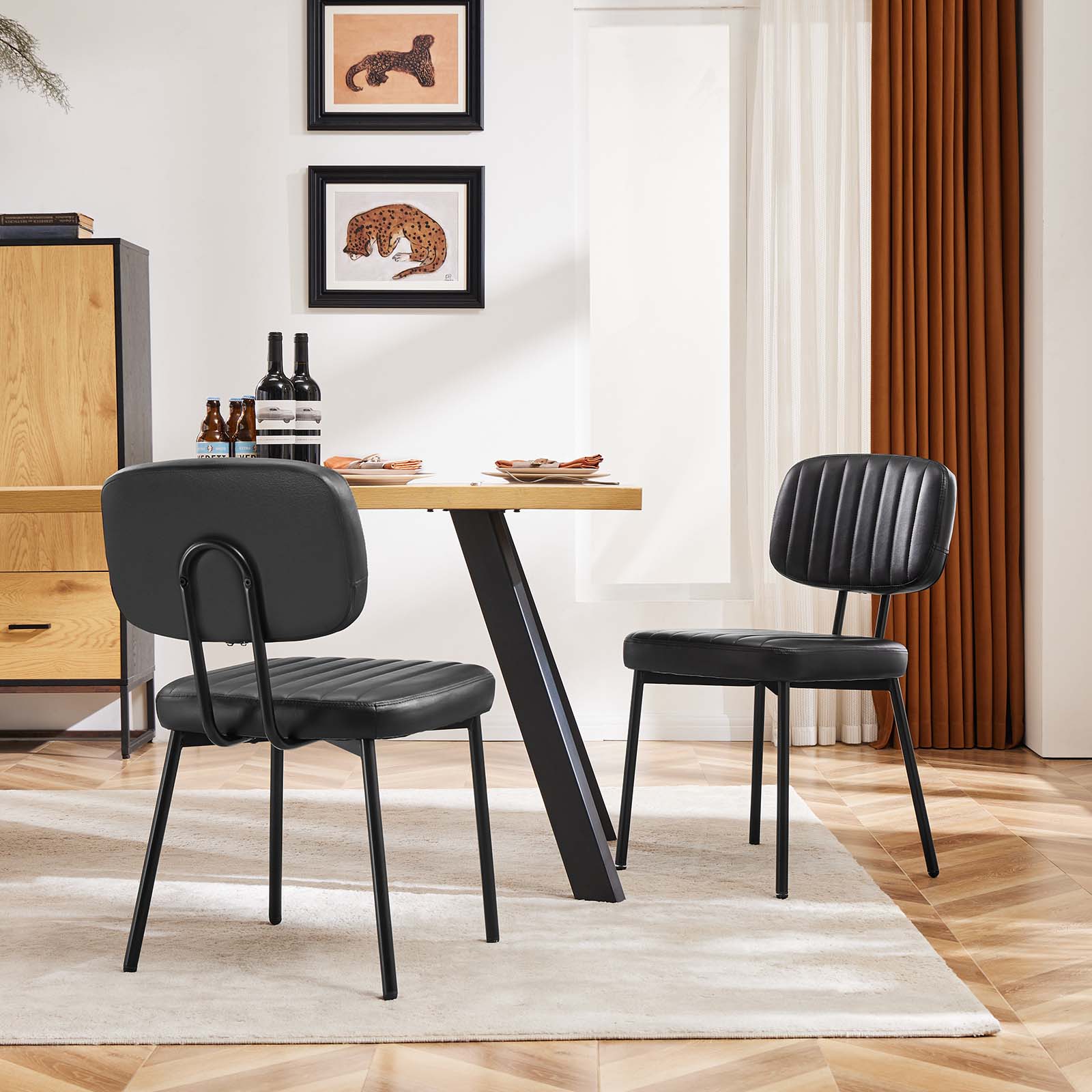 CONCETTA Mid-century Modern Dining Chairs, Kitchen Chairs Set of 4, Black