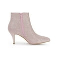 thumbnail image 3 of BLISSFUL STEP Women's Glitter Point Toe Stiletto Heels Ankle Boots Light Pink 6, 3 of 7