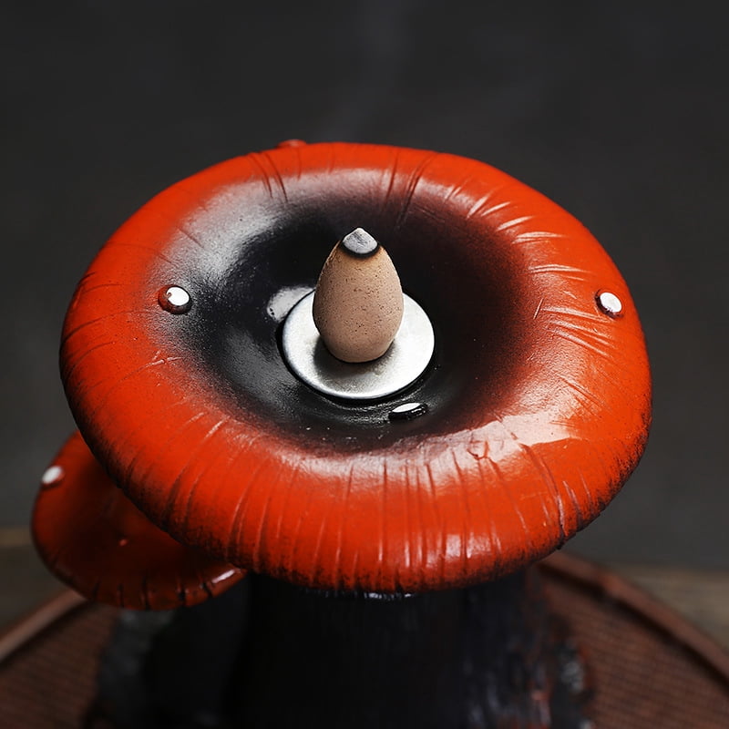 Creative Mushroom Shape Backflow Incense Burner Resin Multifunction Waterfall Censer Incense Stick Holder Decoration Ornaments