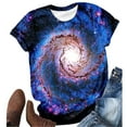 thumbnail image 6 of vigerkar Cute Tops for Women Galaxy Space Print Petite Shirts Casual Short Sleeve Crewneck Graphic Tees Blouses (Dark Blue, S), 6 of 6