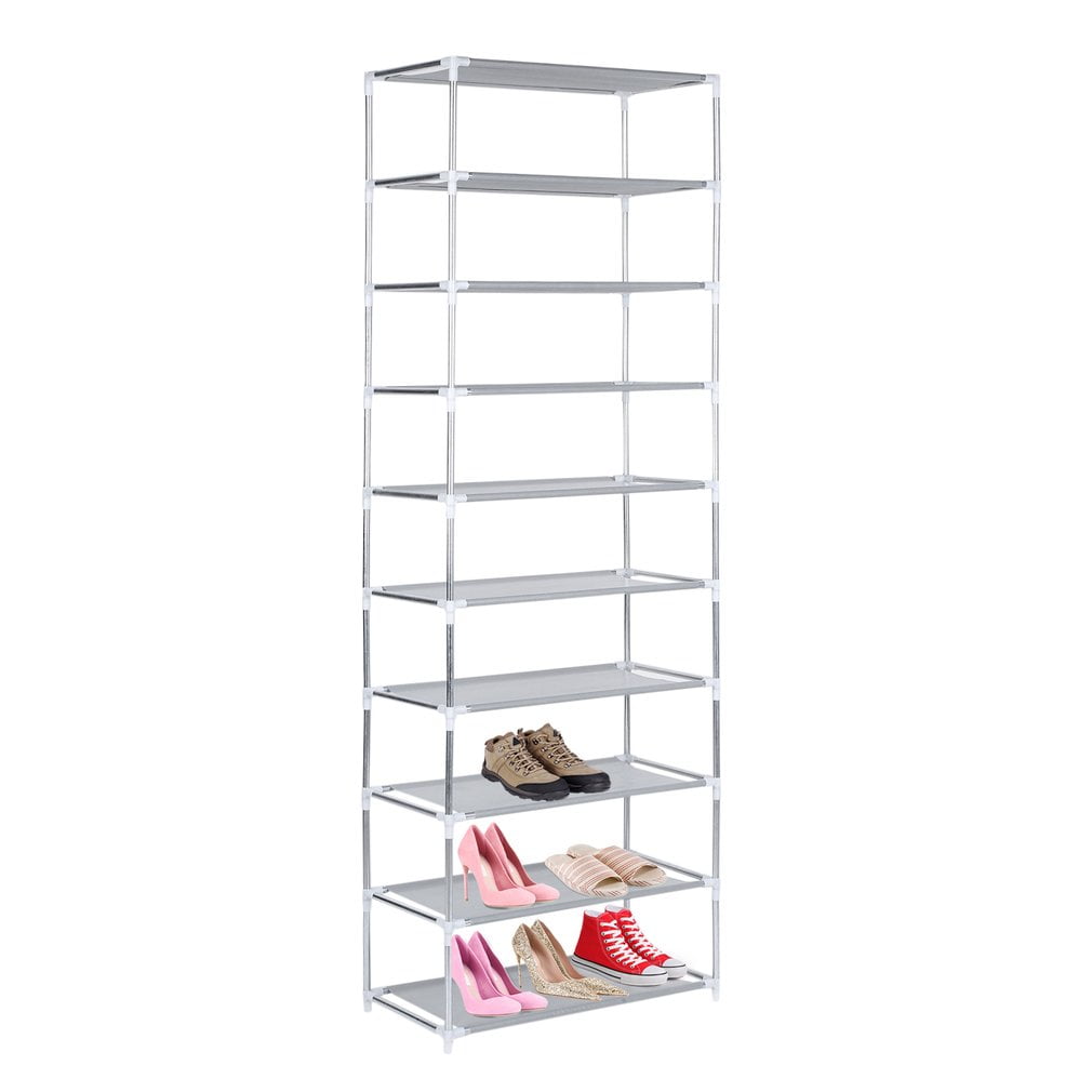 Zimtown 10 Layers Shoe Rack Shelf 30 Pairs Shoe Storage Organizer for Entryway Living Room Bedroom, Gray