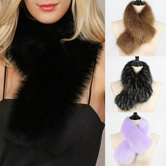 Womens Faux Fur Collar Shawl Faux Fur Scarf Wrap Evening Cape For Winter Coat black flower