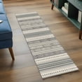 thumbnail image 4 of Boho Khaki Washable Runner Rugs 2'x6', Stripes Abstract Geometric Texture Low Pile Throw Entryway Rug Non-Slip Sturdy Edge Binding Carpet for Indoor Bedside Entrance Bedside, 4 of 9