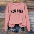 thumbnail image 4 of Arlun Oversized Los Angeles Sweatshirts for Women Trendy Plus Size Crewneck Letter Print Pullovers Loose Fit Comfortable Soft Basic Trendy Hoodless Tops Pink XL, 4 of 4