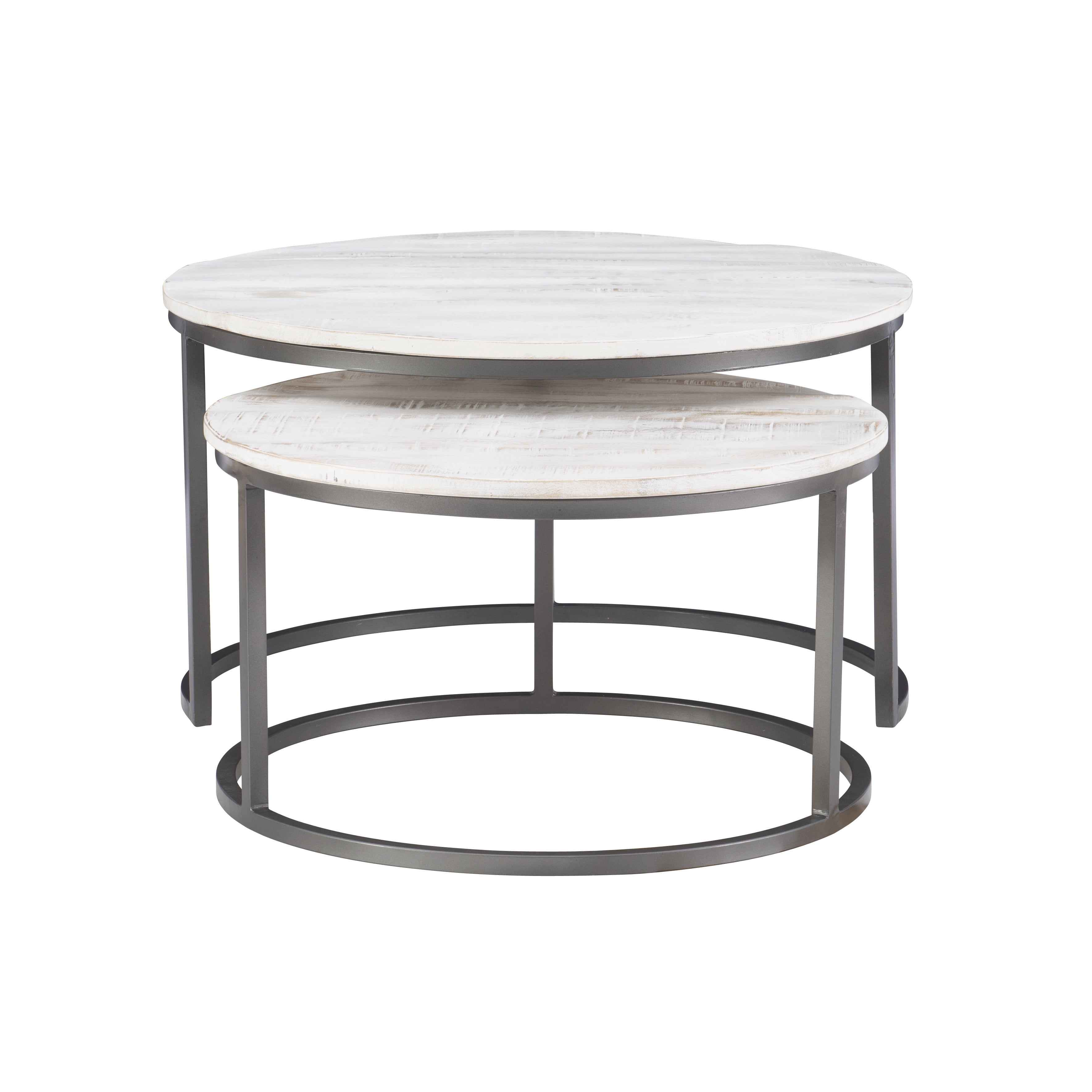 Darden Bohemian Nesting Coffee Tables, Set of 2, Dark Gray Base with White Wood Top