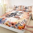thumbnail image 4 of Homewish Gothic Skeleton Skull Twin Sheet Sets, Romantic Anniversary Twin Fitted Sheet, Watercolor Groovy Floral Flat Sheet, Ultra Soft Bedroom Decor, 3pcs, 4 of 8
